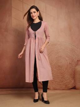COTLAND FASHION - Fine Cotton Tie Up Pink Shrug