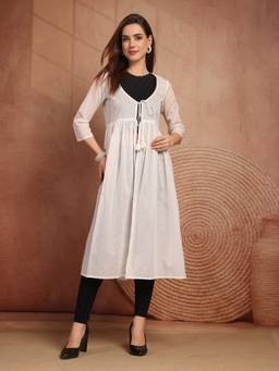 COTLAND FASHION - Fine Cotton Tie Up White Shrug