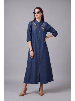 JULIANA DREAM - Women Blue Denim Maxi Dress