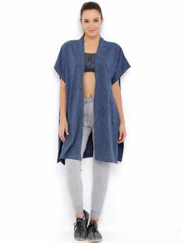 Tuna London - Blue Solid Open-Front Longline Shrug