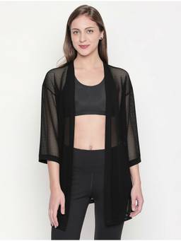 Tuna London - Black Netted Open-Front Longline Shrug