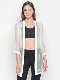 Tuna London - White Netted Open-Front Longline Shrug