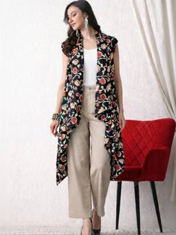 DECKEDUP - Black Women Floral Waterfall Shurg