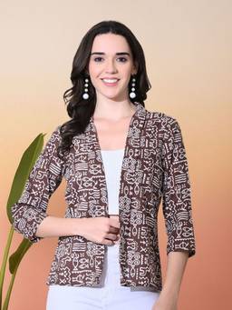 DECKEDUP - Women Brown warli Oepn Shrug