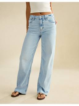 American Eagle - Blue Dreamy Drape Stretch Super High-Waisted Baggy Wide-Leg Jeans