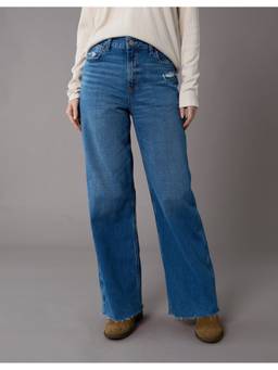 American Eagle - Blue Dreamy Drapey Stretch Super High-Waisted Baggy Wide-Leg Jeans