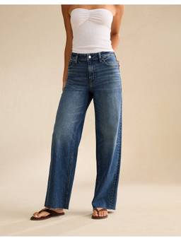American Eagle - Blue Dreamy Drapey Stretch Super High-Waisted Baggy Wide-Leg Jeans