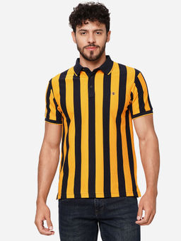 JadeBlue - Men Multi-color Cotton Slim Stripes Polo T-shirt