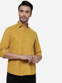 Greenfibre - Men Mustard Cotton Regular Casual Shirt
