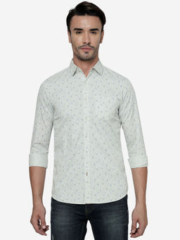 JadeBlue - Men White Cotton Slim Printed Casual Shirt