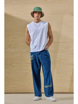 Snitch - Men Blue Printed Loose Casual Jeans