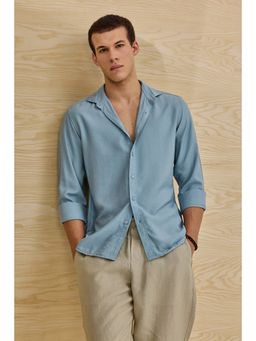 Snitch - Slim Fit Plain Light Blue Shirt