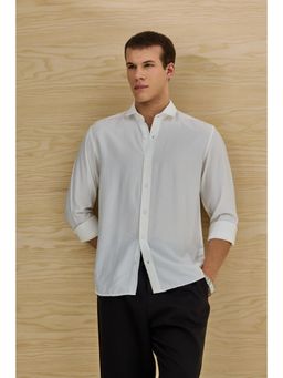 Snitch - Slim Fit Plain Off White Shirt