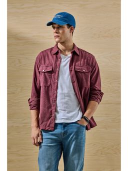 Snitch - Relaxed Fit Corduroy Maroon Overshirt