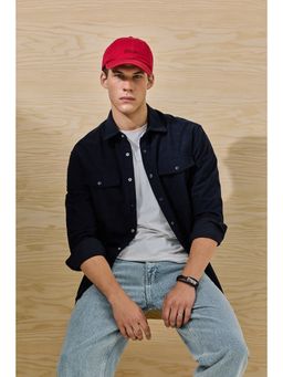 Snitch - Relaxed Fit Corduroy Navy Blue Overshirt