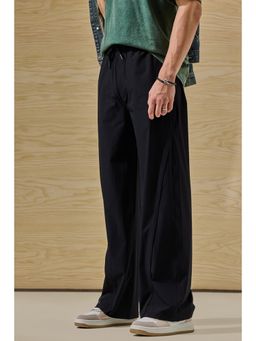 Snitch - Black Solid Relaxed Casual Trouser