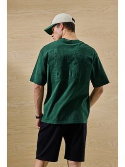 Snitch - Dark Green Graphic Half Sleeves Oversized Casual T-shirt For Men