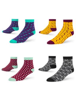 Dynamocks - Men and Women Ankle Length Socks - Free Size - Pack of 4 Pairs