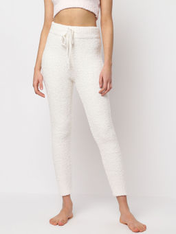 Missguided - Recycled White Fluffy Knit Joggers