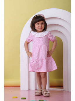 Beebay - Pink Frill Collar Printed Dress