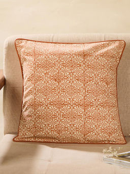 Fabindia - Orange Cotton Printed Cushion Cover (16 x 16 inches)