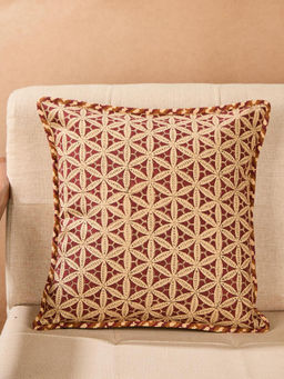 Fabindia - Red Cotton Karwan Printed Cushion Cover (16 x 16 inches)