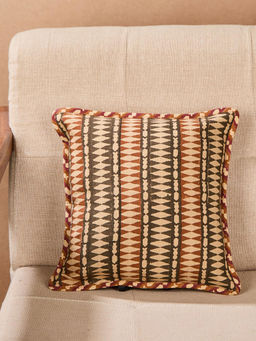 Fabindia - Rust Cotton Karwan Printed Cushion Cover (12 x 12 inches)
