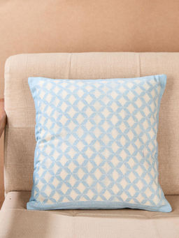 Fabindia - Blue Cotton Ambar Woven Cushion Cover (16 x 16 inches)
