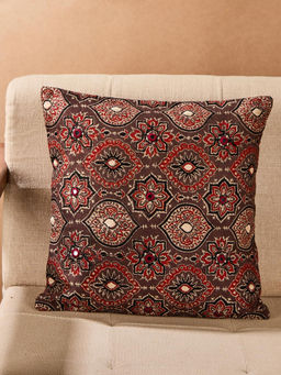 Fabindia - Multi-Color Viscose Cotton Sindh Embroidered Cushion Cover (16 x 16 inches)
