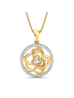 KuberBox - 18K Gold Rosette Diamond Pendant for Women-Girls