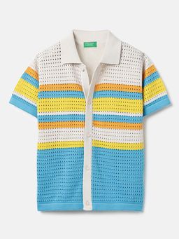 United Colors of Benetton - Regular Fit Cut Away Collar Patterned Shirt