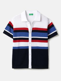 United Colors of Benetton - Regular Fit Spread Collar Striped Shirt Multi-Color