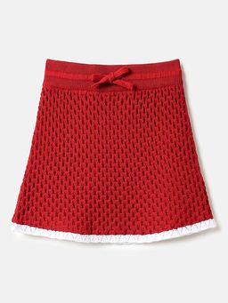 United Colors of Benetton - Textured Regular Fit Skirt Red