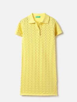 United Colors of Benetton - Regular Fit Polo Neck Textured Dress Yellow