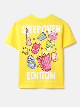 United Colors of Benetton - Longline Fit Round Neck Graphic Print T-Shirt Yellow