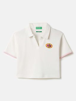 United Colors of Benetton - Cropped Fit Johny Collar Solid Polo T-Shirt White