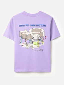 United Colors of Benetton - Relaxed Fit Round Neck Graphic Print T-Shirt Lavender