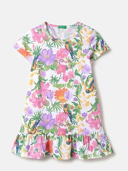United Colors of Benetton - Regular Fit Round Neck Printed Dress Multi-Color