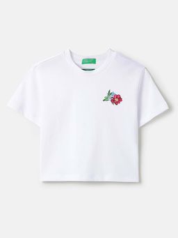 United Colors of Benetton - Cropped Fit Round Neck T-Shirt White
