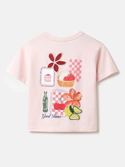 United Colors of Benetton - Boxy Fit Round Neck Graphic Print T-Shirt Pink