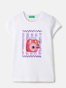 United Colors of Benetton - Regular Fit Round Neck Graphic Print T-Shirt White