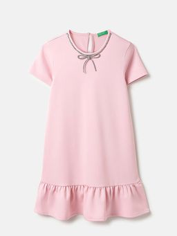 United Colors of Benetton - Regular Fit Round Neck Solid Dress Pink