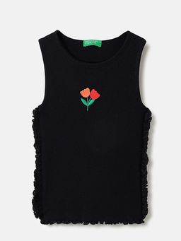 United Colors of Benetton - Regular Fit Round Neck Top Black