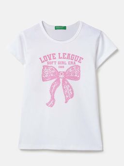 United Colors of Benetton - Regular Fit Round Neck Printed T-Shirt White