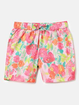United Colors of Benetton - Regular Fit Floral Mid Rise Shorts Pink