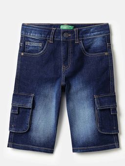 United Colors of Benetton - Regular Fit Long Denim Shorts Blue
