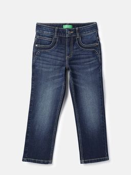 United Colors of Benetton - Straight Fit Solid Mid Rise Jeans Blue