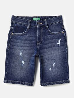 United Colors of Benetton - Regular Fit Mid Rise Shorts Blue