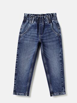 United Colors of Benetton - Paperbag Fit Solid Mid Rise Jeans Blue