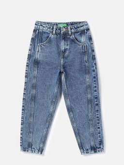 United Colors of Benetton - Baggy Fit Solid Mid Rise Jeans Blue